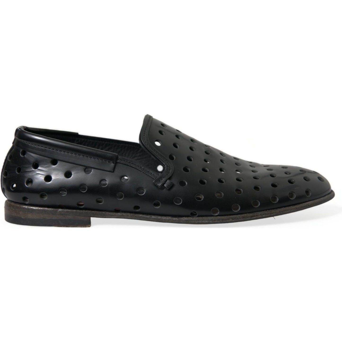 Dolce & Gabbana Elegant Black Leather Perforated Loafers Dolce & Gabbana