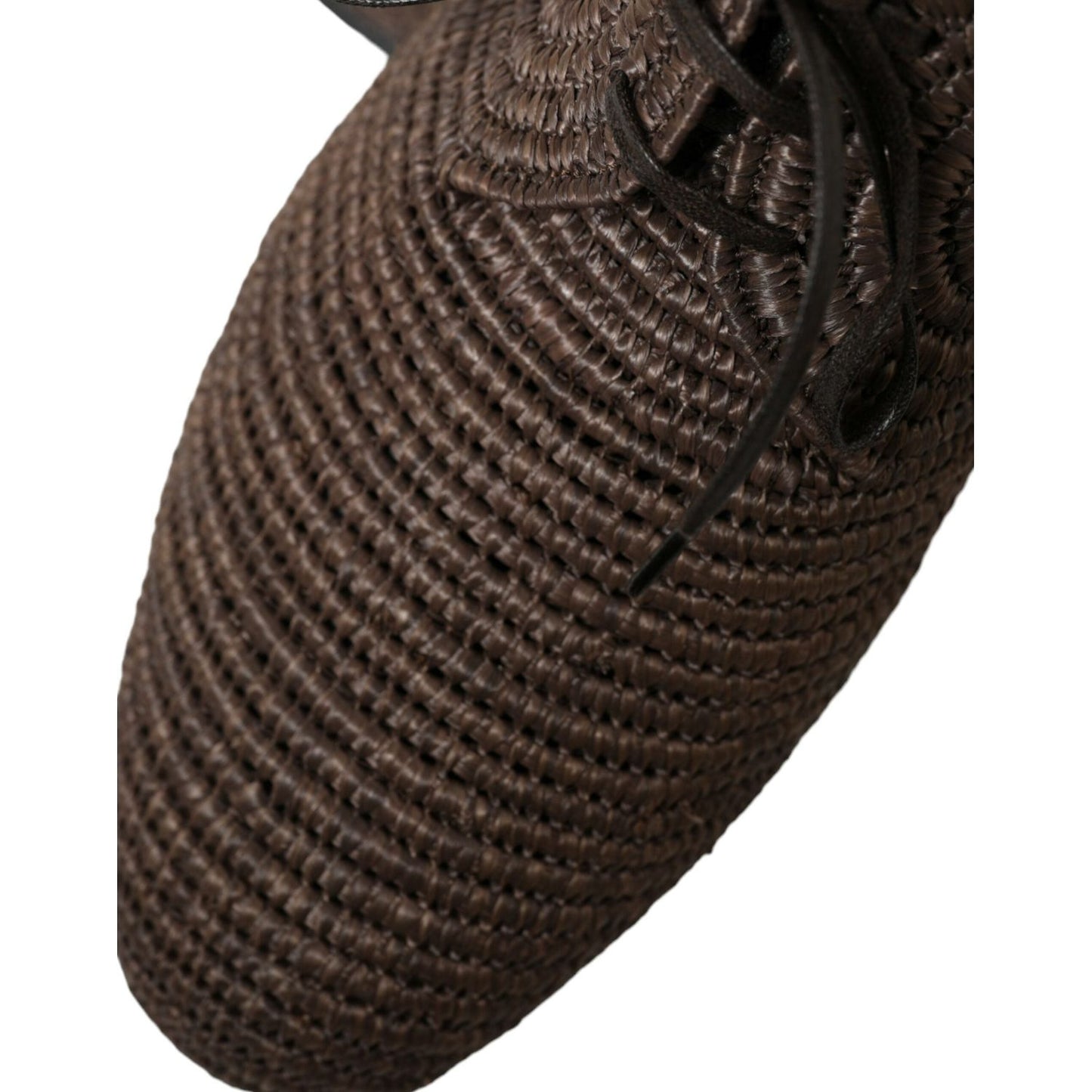 Dolce & Gabbana Elegant Raffia Upper Derby Shoes - Lace Up in Brown Dolce & Gabbana