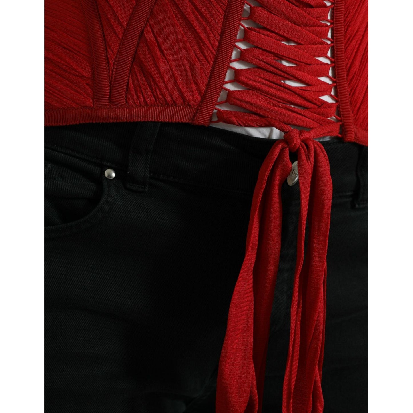 Dolce & Gabbana Silk Corset Waist Belt in Fiery Red Dolce & Gabbana