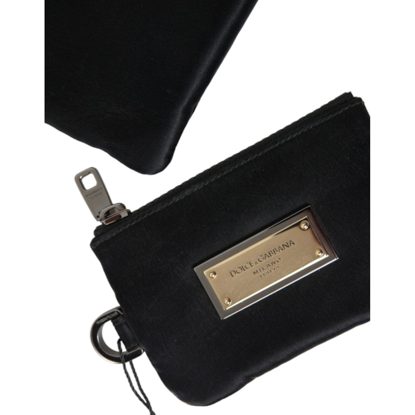 Dolce & Gabbana Elegant Black Nylon & Leather Pouch Dolce & Gabbana