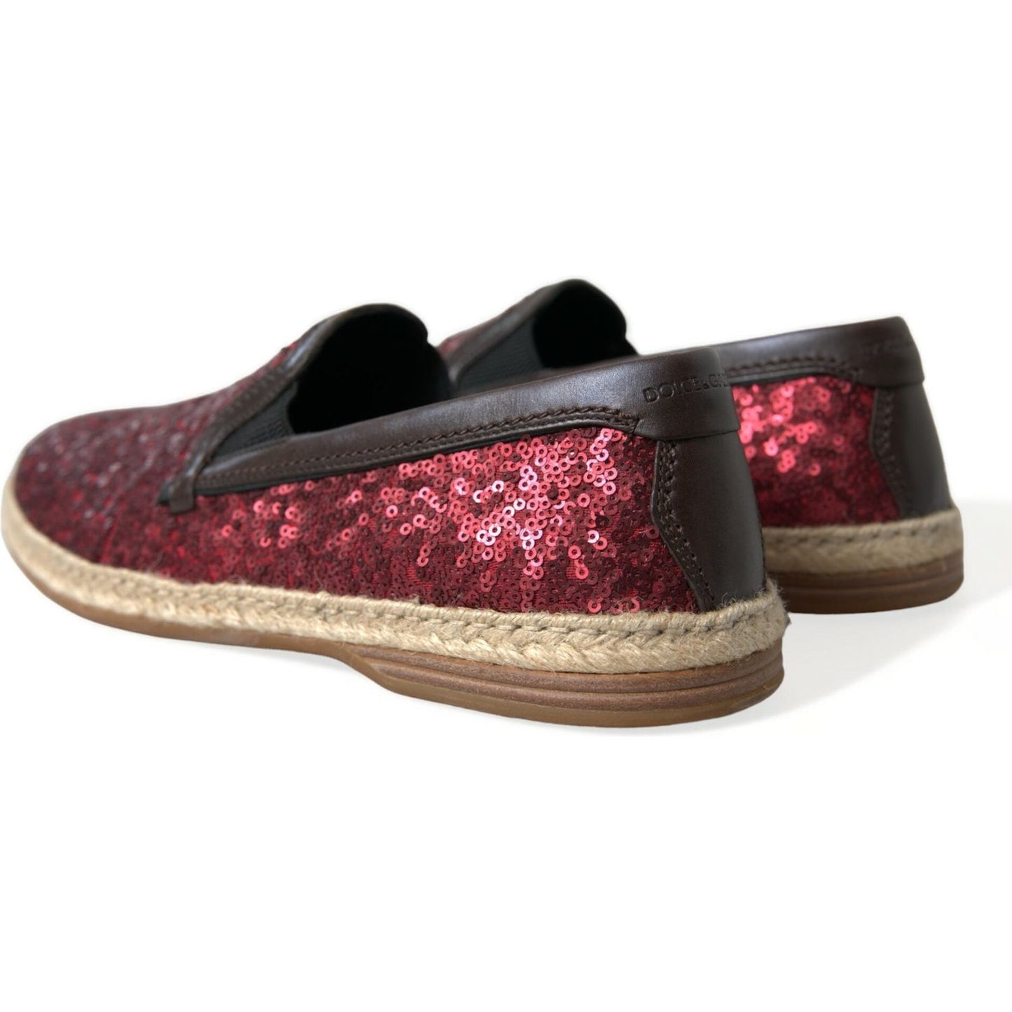 Dolce & Gabbana Red Sequined Leather Loafers Dolce & Gabbana