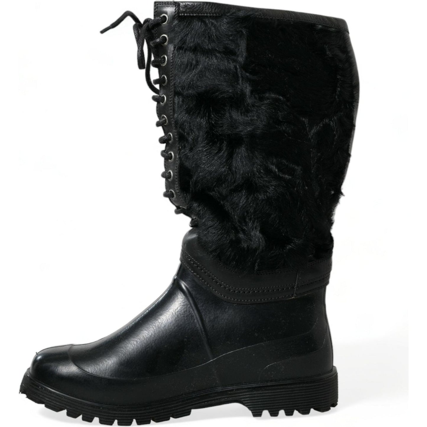 Dolce & Gabbana Sleek Black Shearling Mid Calf Boots Dolce & Gabbana