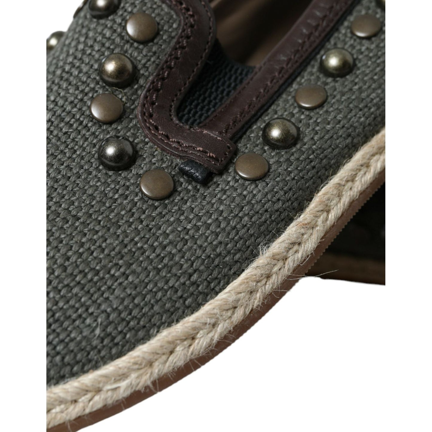 Dolce & Gabbana Studded Canvas Loafer Slipper Shoes Dolce & Gabbana