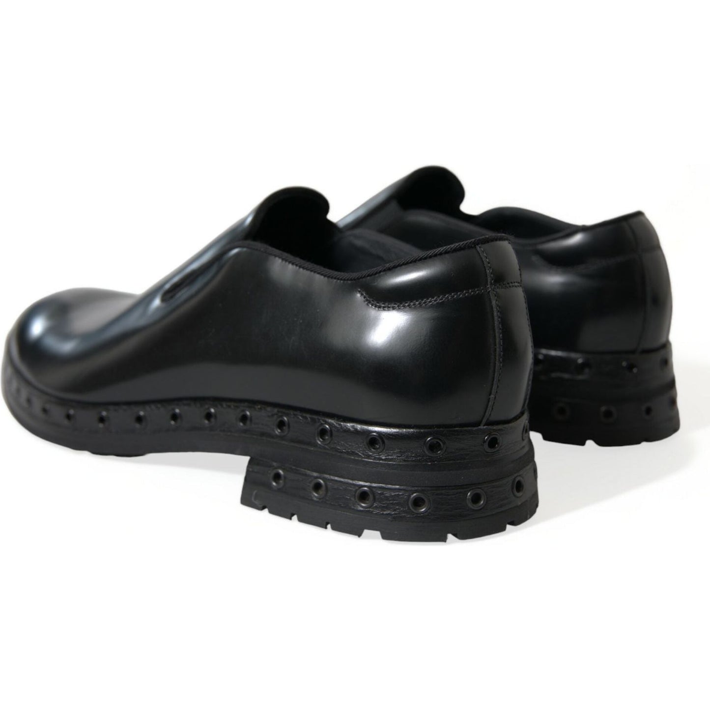 Dolce & Gabbana Elegant Black Leather Studded Loafers Dolce & Gabbana