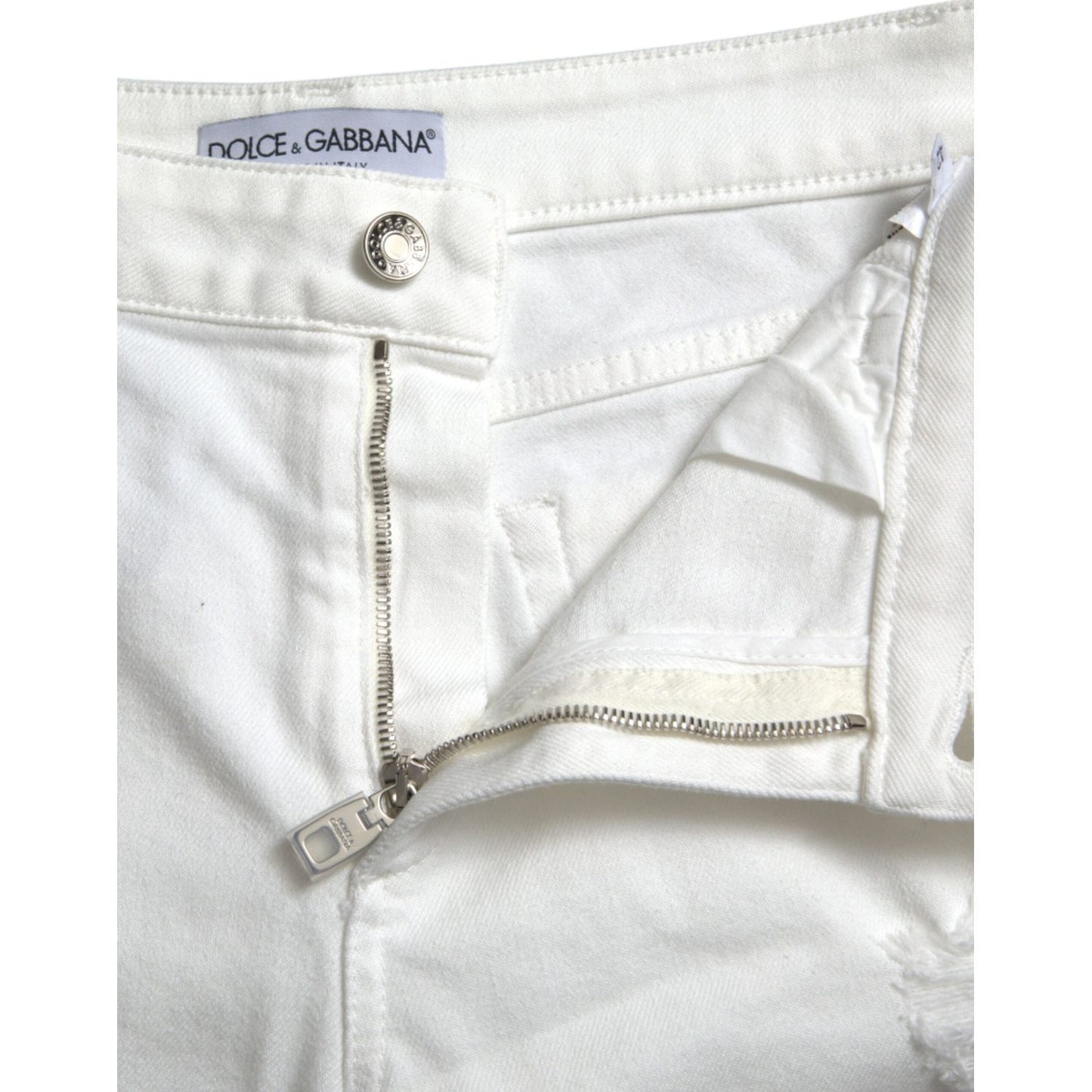 Dolce & Gabbana Elegant White Mid-Waist Denim Cropped Jeans Dolce & Gabbana