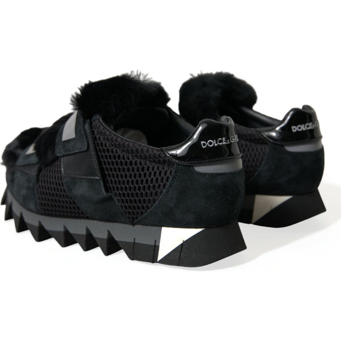 Dolce & Gabbana Elegant Fur-Embellished Suede Sneakers Dolce & Gabbana