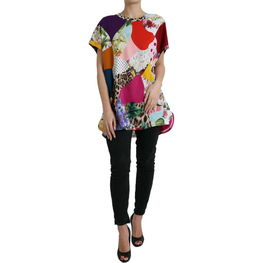 Dolce & Gabbana Multicolor Cotton Silk Patchwork Blouse Dolce & Gabbana