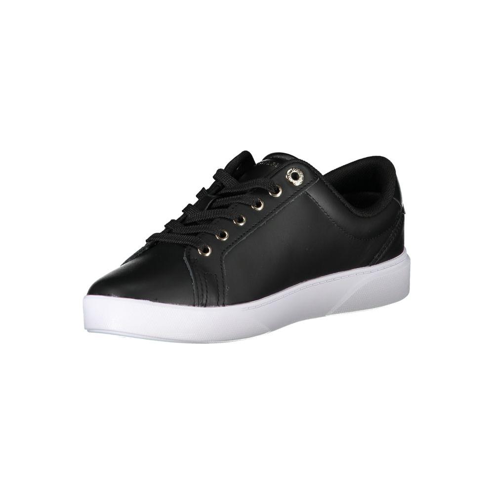 Tommy Hilfiger Black Leather Women Sneaker Tommy Hilfiger