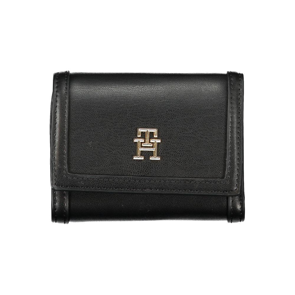 Tommy Hilfiger Sleek Black Double-Spaced Wallet with Logo Tommy Hilfiger