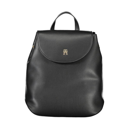 Tommy Hilfiger Elegant Black Backpack with Adjustable Straps Tommy Hilfiger