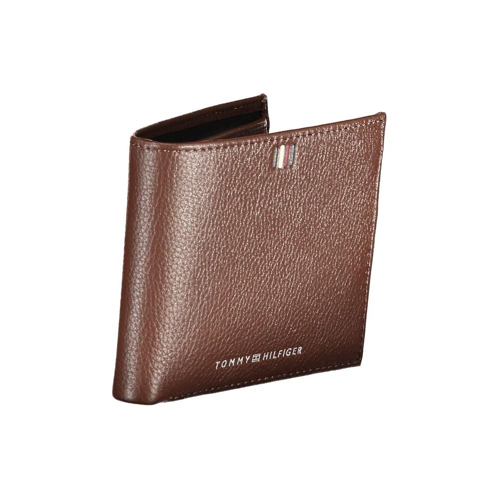 Tommy Hilfiger Sleek Brown Leather Wallet with Contrast Details Tommy Hilfiger