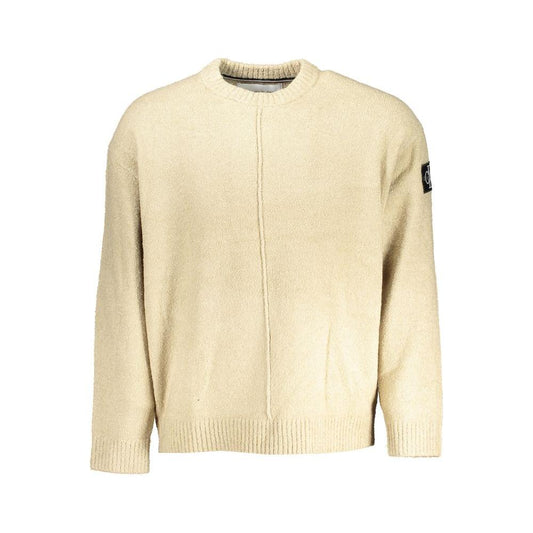 Calvin Klein Chic Beige Crew Neck Sweater with Contrast Details Calvin Klein