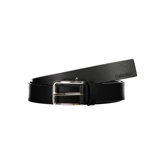 Calvin Klein Elegant Black Leather Belt with Metal Buckle Calvin Klein