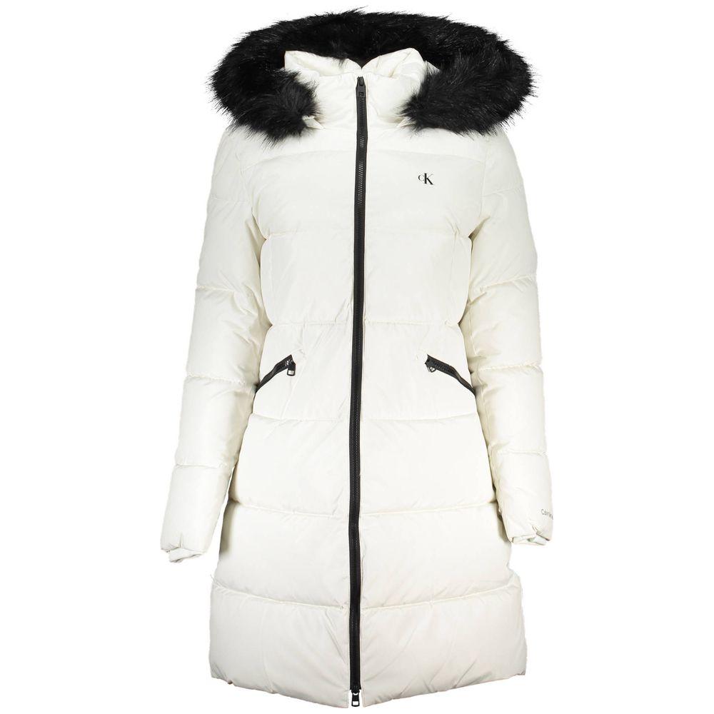 Calvin Klein Elegant Long Sleeve Jacket with Fur-Trimmed Hood Calvin Klein