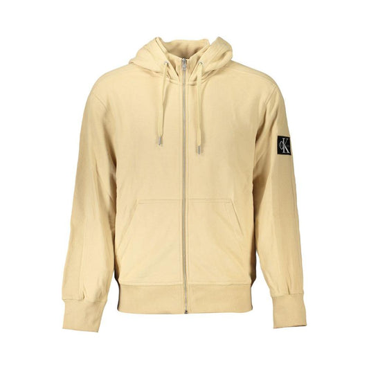 Calvin Klein Elegant Beige Zip Hooded Sweatshirt Calvin Klein