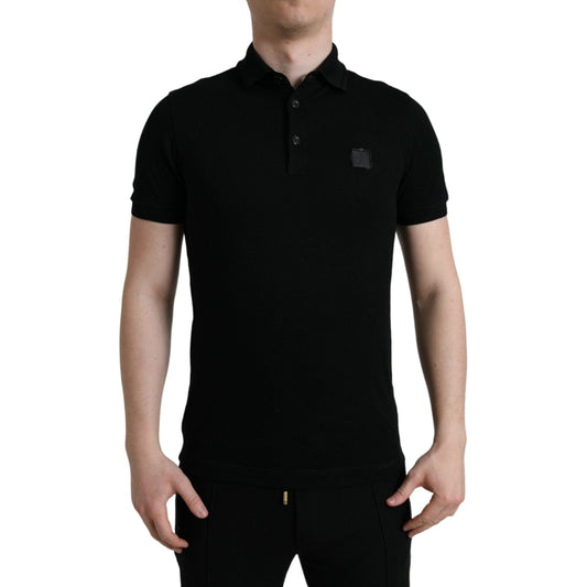 Dolce & Gabbana Elegant Black Cotton Polo Shirt Dolce & Gabbana