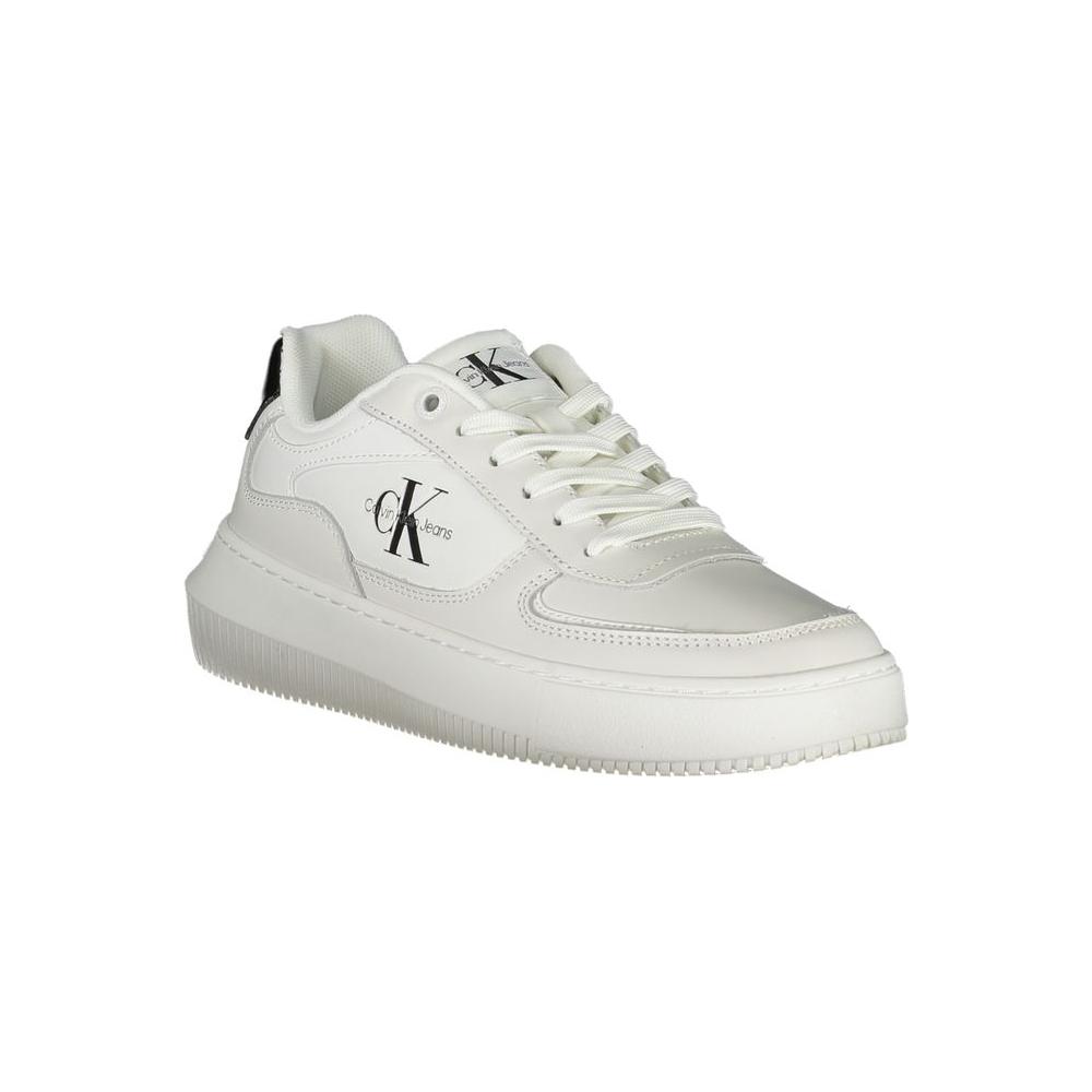 Calvin Klein Sleek White Lace-Up Sneakers with Contrast Details Calvin Klein