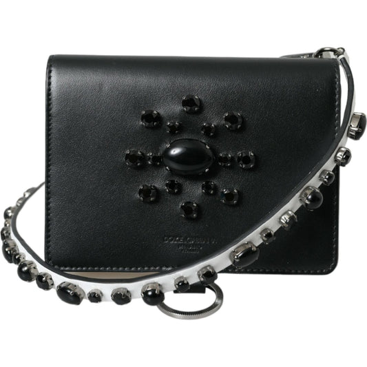 Dolce & Gabbana Elegant Crystal-Embellished Leather Card Holder Dolce & Gabbana