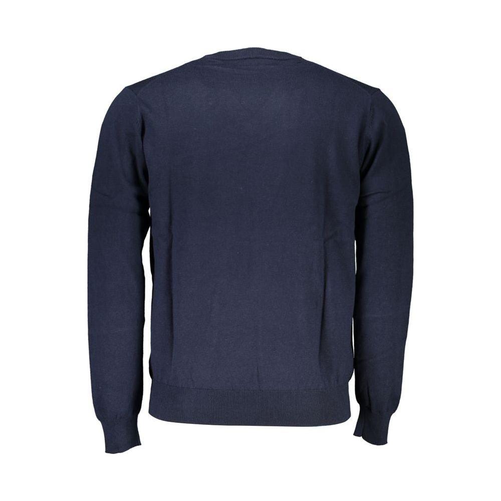 Harmont & Blaine V-Neck Embroidered Blue Sweater Harmont & Blaine