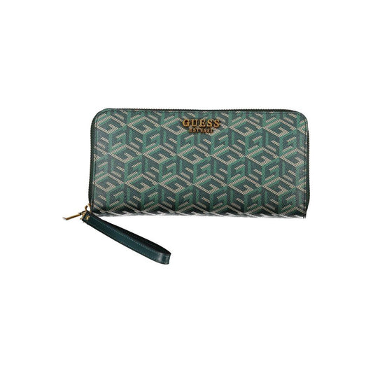 Guess Jeans Elegant Green Designer Wallet with Contrast Details Guess Jeans