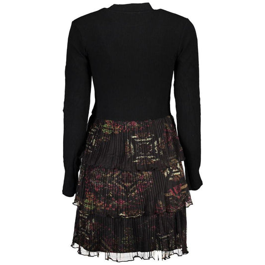 Desigual Chic High Neck Long Sleeve Short Dress Desigual