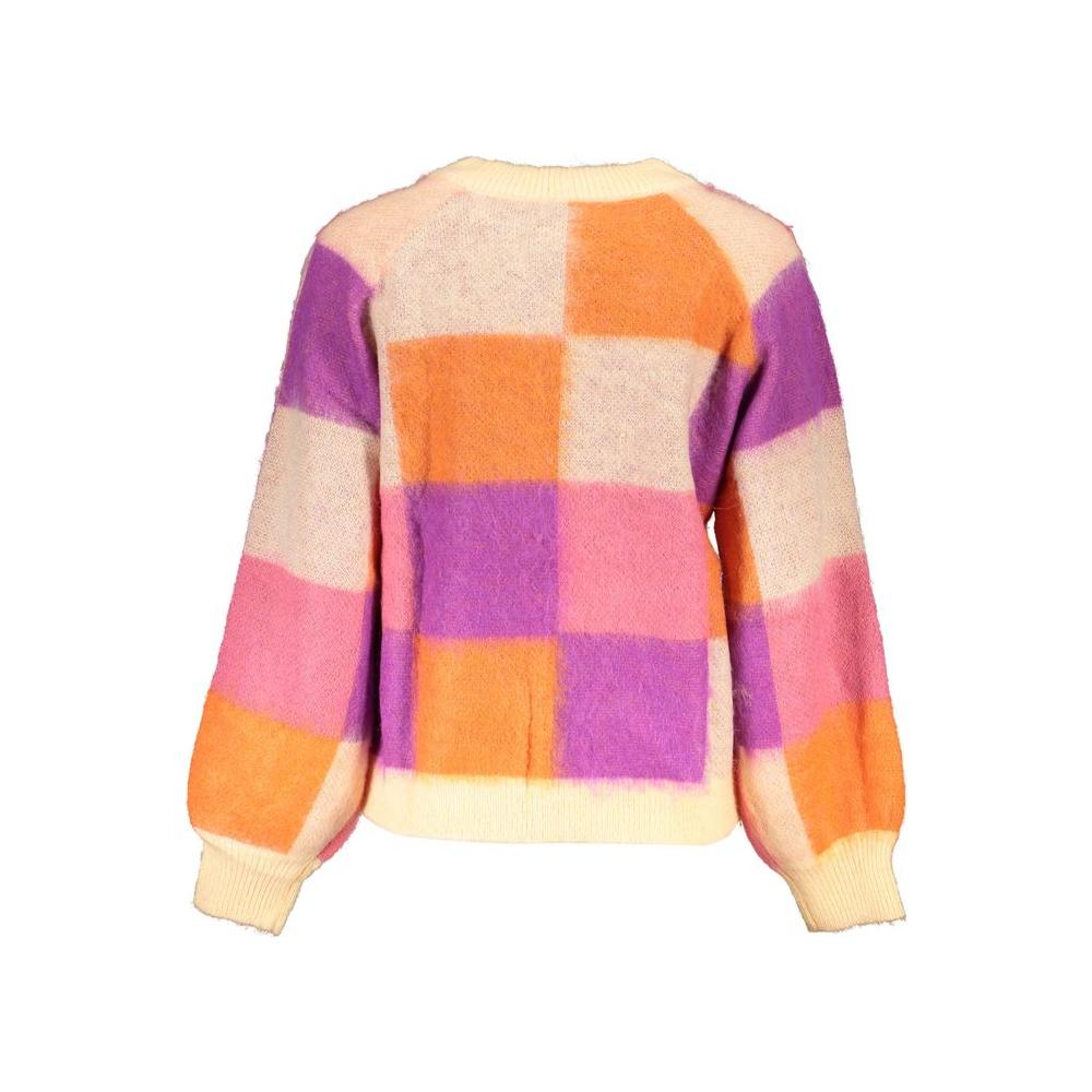 Desigual Chic Pink Contrast Crew Neck Sweater Desigual