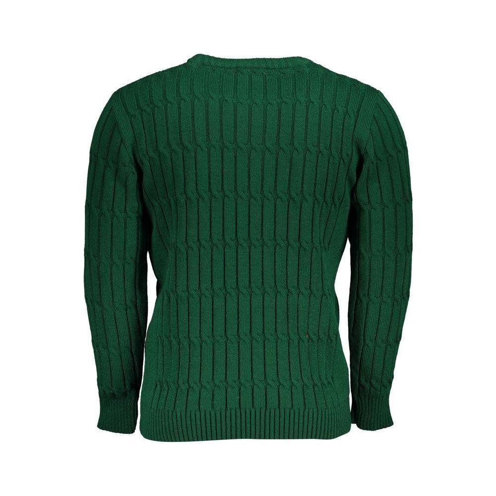 U.S. Grand Polo Elegant Crew Neck Twisted Green Sweater U.S. Grand Polo