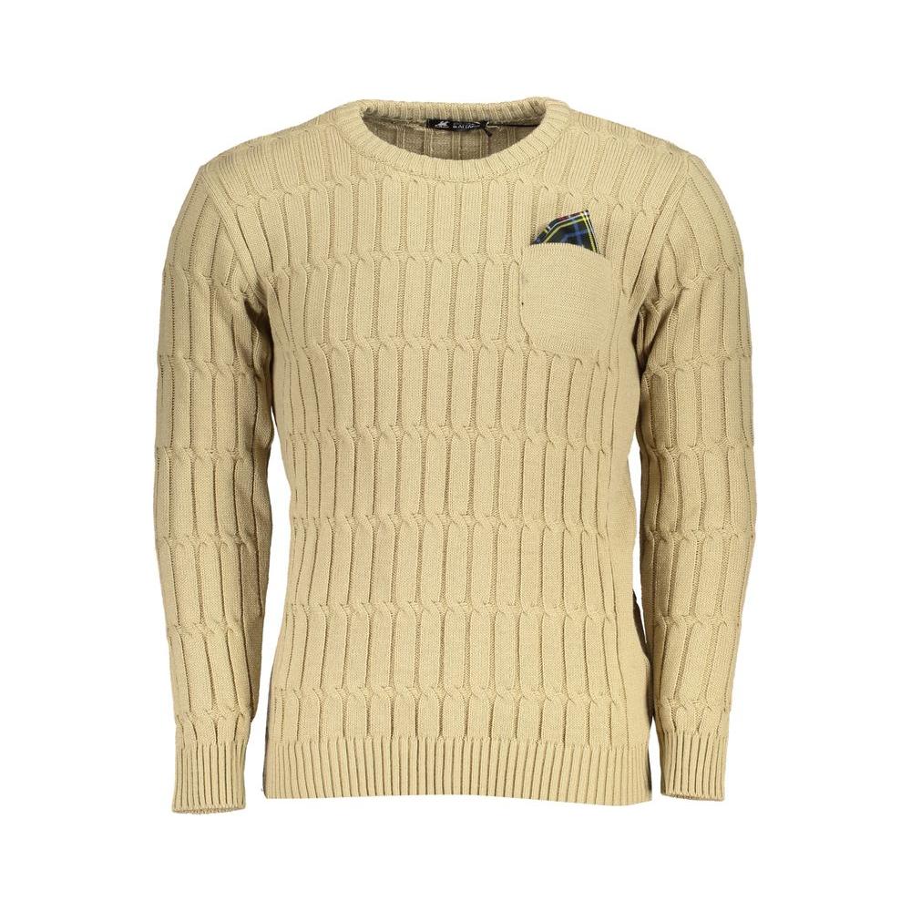 U.S. Grand Polo Elegant Beige Long Sleeve Crew Neck Sweater U.S. Grand Polo