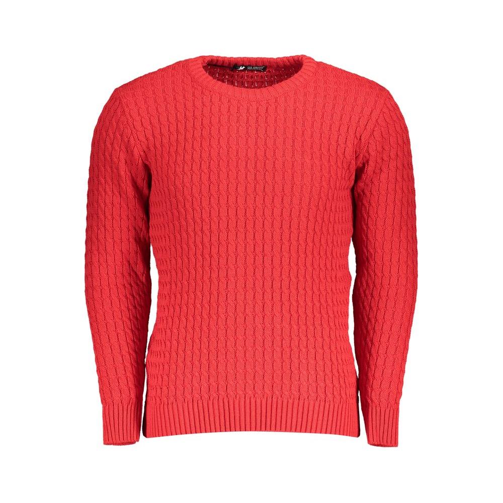 U.S. Grand Polo Elegant Twisted Crew Neck Sweater in Pink U.S. Grand Polo