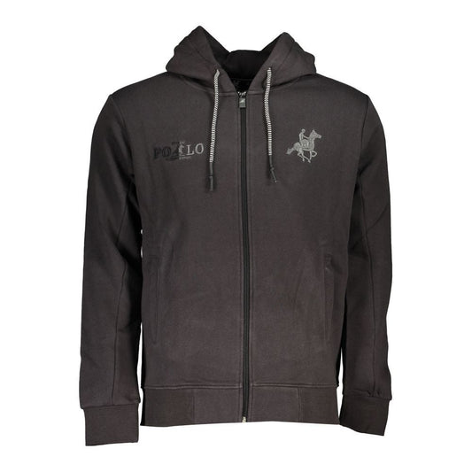 U.S. Grand Polo Elegant Gray Hooded Sweatshirt with Embroidery U.S. Grand Polo