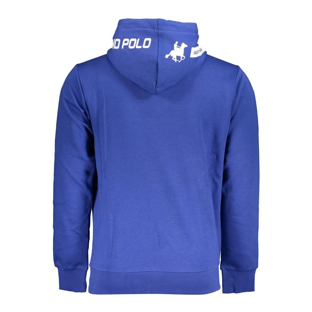 U.S. Grand Polo Chic Blue Hooded Fleece Sweatshirt with Logo Detail U.S. Grand Polo