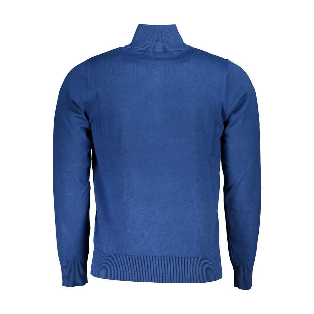 U.S. Grand Polo Elegant Half-Zip Embroidered Blue Sweater U.S. Grand Polo