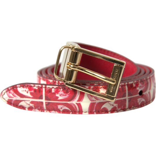 Elegant Red Calfskin Waist Belt