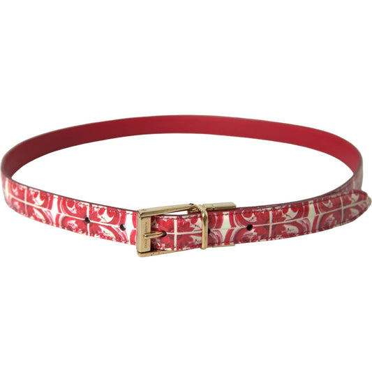 Elegant Red Calfskin Waist Belt