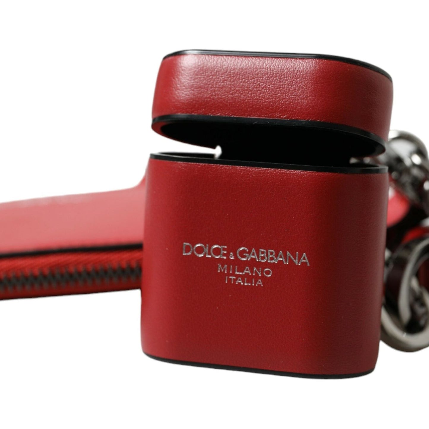 Dolce & Gabbana Elegant Red Leather Airpods Case Dolce & Gabbana