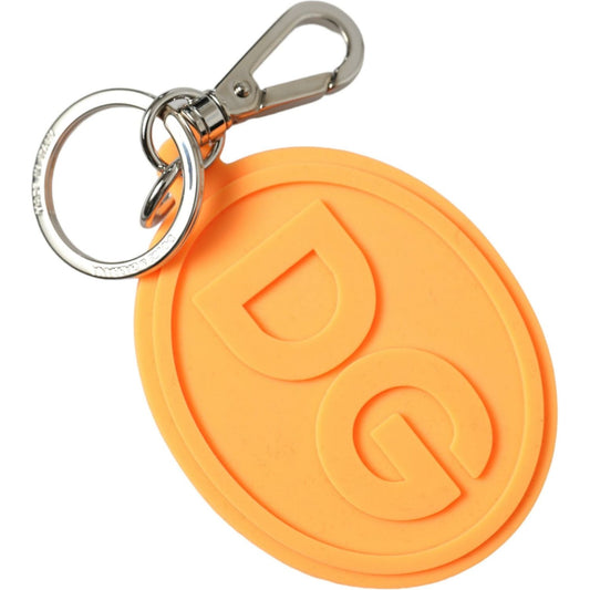 Elegant Orange Charm Keyring with Silver Detail