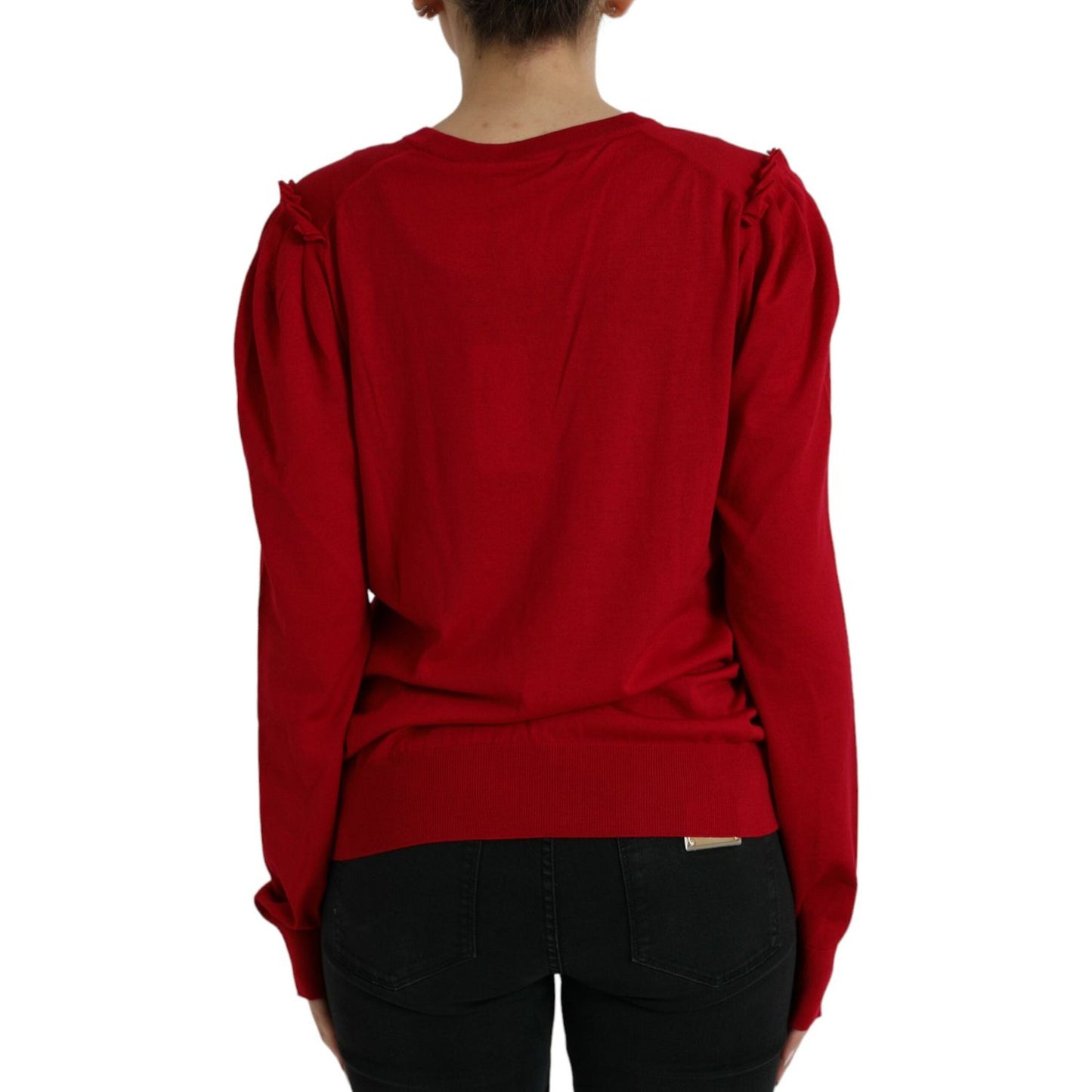 Dolce & Gabbana Elegant Red V-Neck Wool Cardigan Dolce & Gabbana