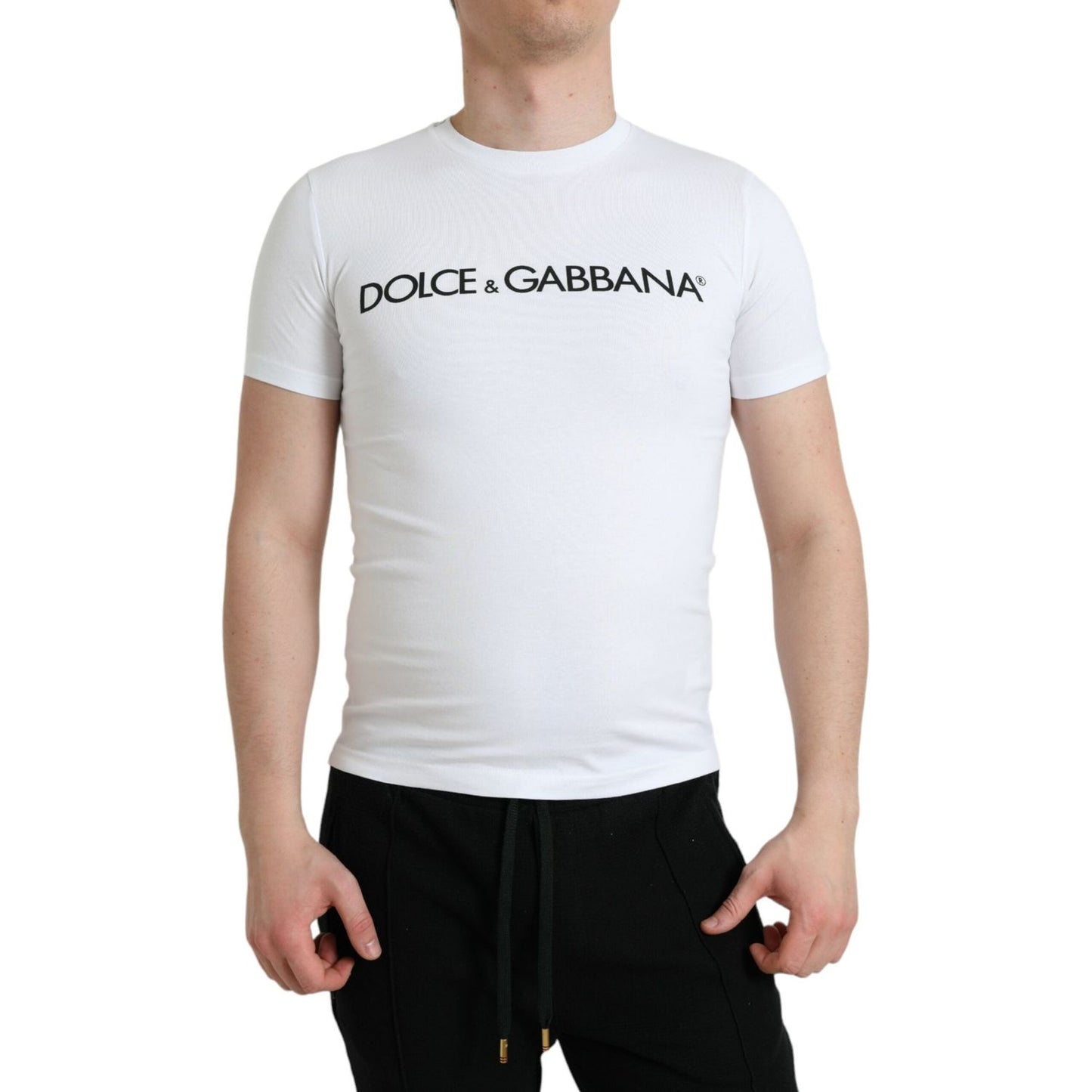 Dolce & Gabbana Elegant White Logo Crewneck Tee Dolce & Gabbana