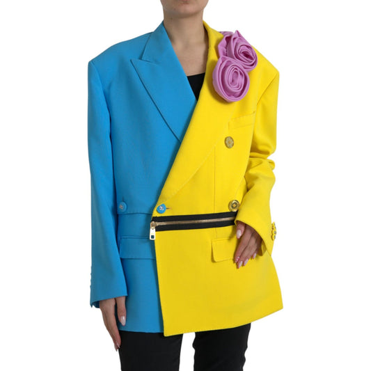 Multicolor Patchwork Trench Coat Jacket