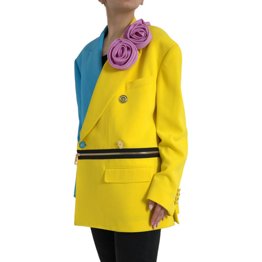 Multicolor Patchwork Trench Coat Jacket