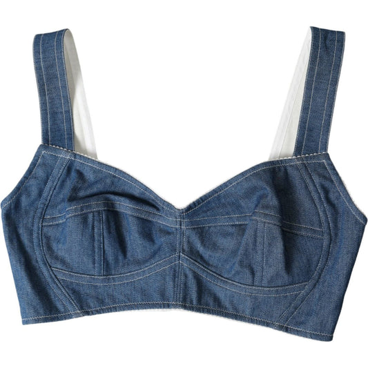 Dolce & Gabbana Elegant Blue Bustier Crop Top Dolce & Gabbana