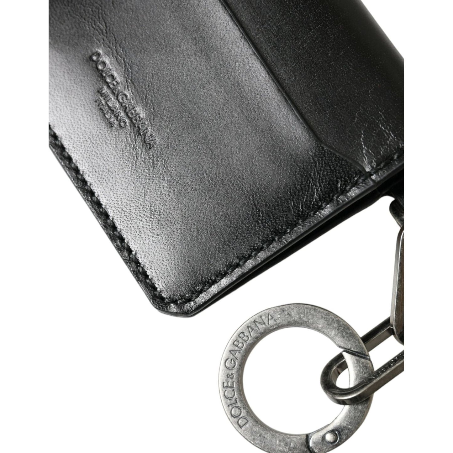 Dolce & Gabbana Black Leather Bifold Logo Card Holder Keyring Wallet Dolce & Gabbana