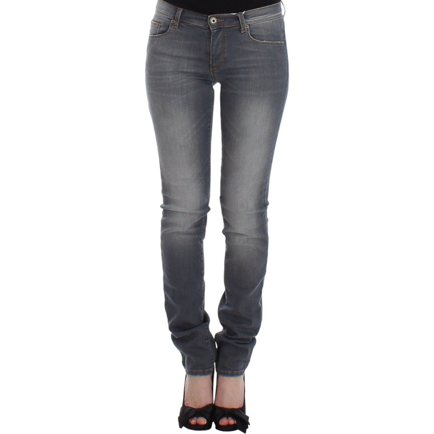 Ermanno Scervino Chic Gray Slim-Fit Skinny Jeans Ermanno Scervino