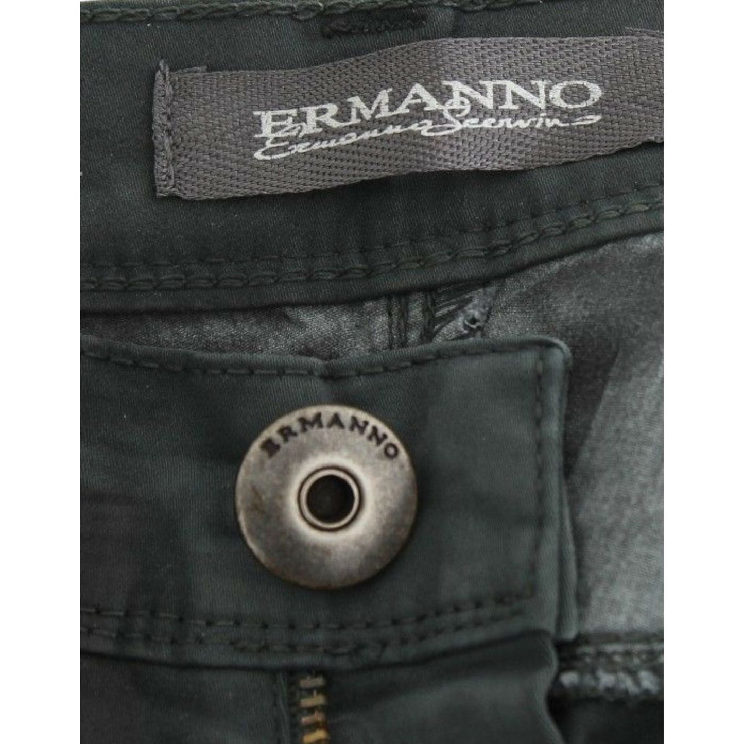 Ermanno Scervino Elegant Dark Green Slim Fit Jeans Ermanno Scervino