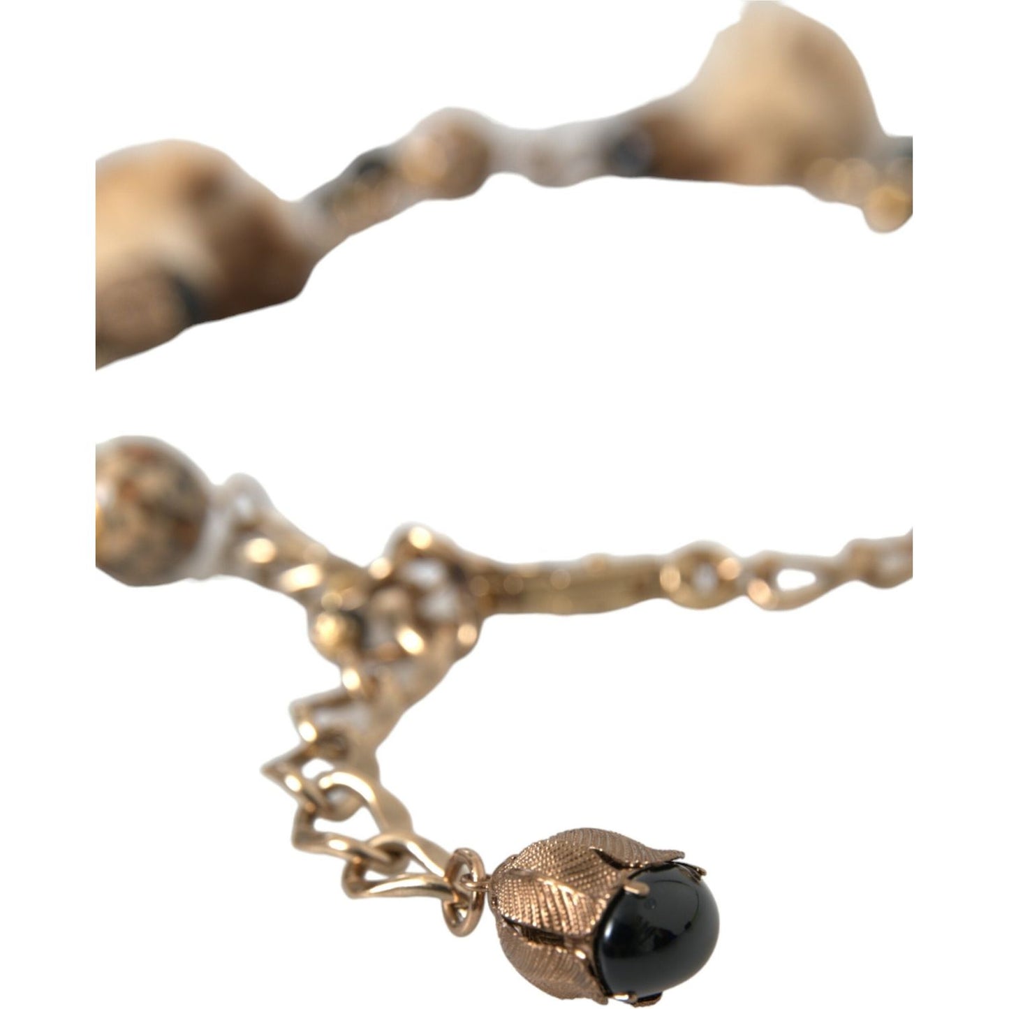 Dolce & Gabbana Gold Brass Leopard Fur Pearl Collier Chain Belt Dolce & Gabbana