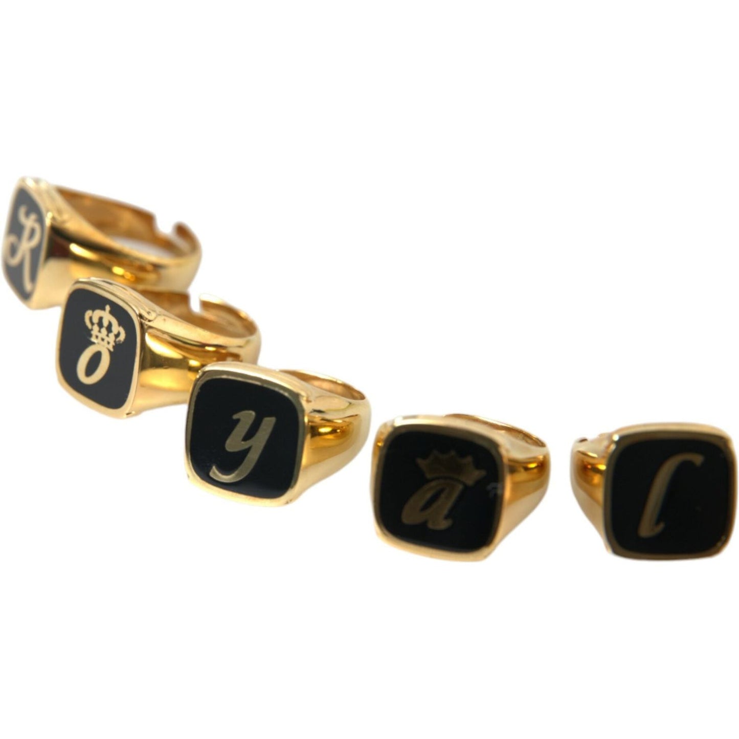 Dolce & Gabbana Gold Brass ROYAL Enamel Set of 5 Ring Ring Dolce & Gabbana