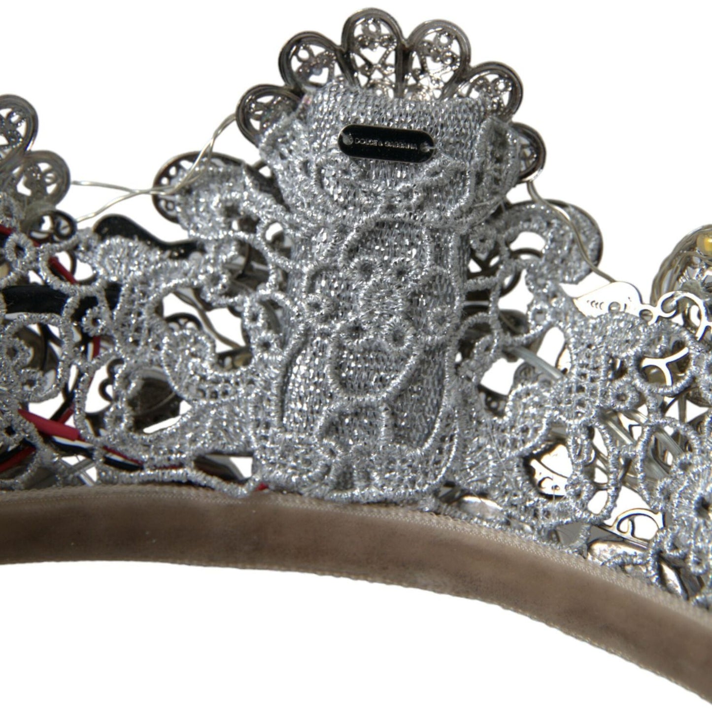 Dolce & Gabbana Silver Brass STRASS Crystal Crown Tiara LED Diadem Dolce & Gabbana