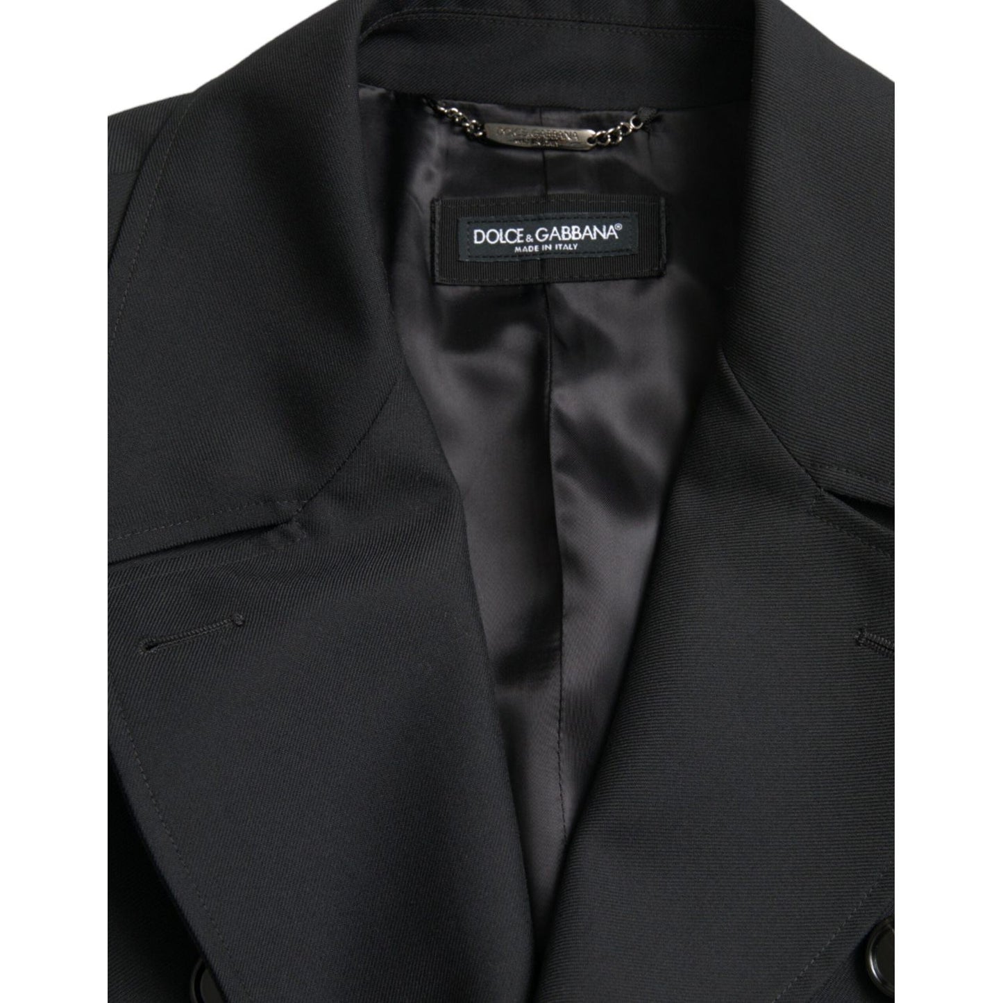 Dolce & Gabbana Black Double Breasted Trench Coat Jacket Dolce & Gabbana