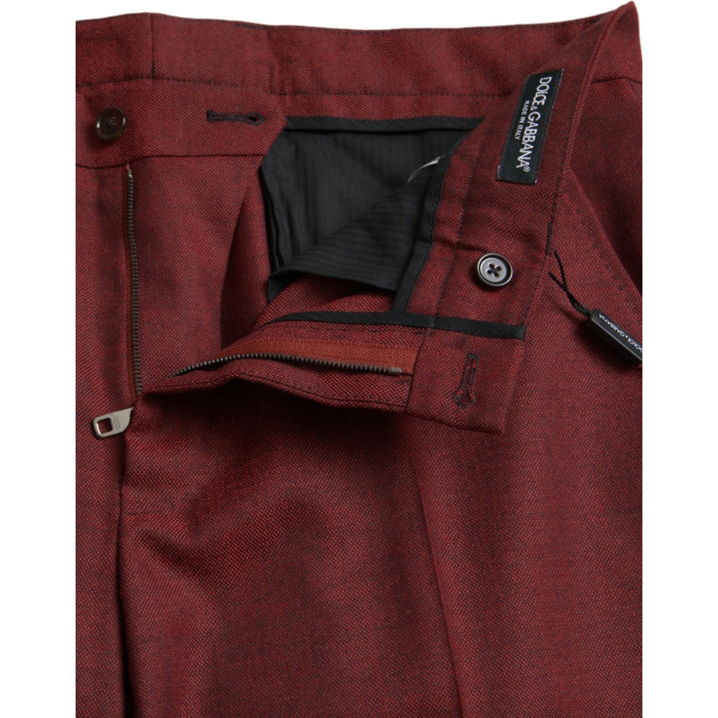 Dolce & Gabbana Maroon Wool Men Skinny Dress Pants Dolce & Gabbana