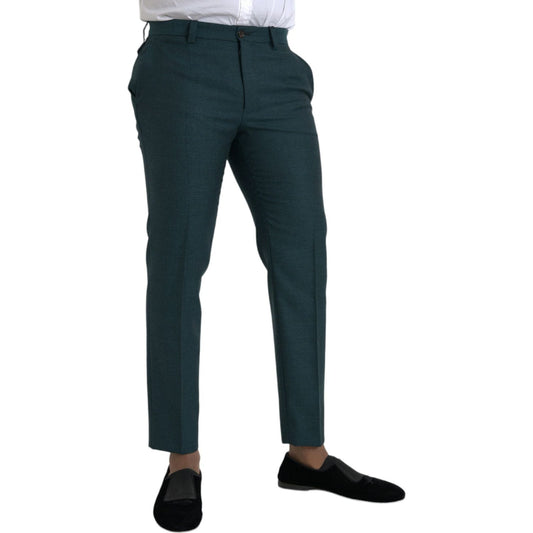 Dolce & Gabbana Green Wool Skinny Slim Dress Pants Dolce & Gabbana